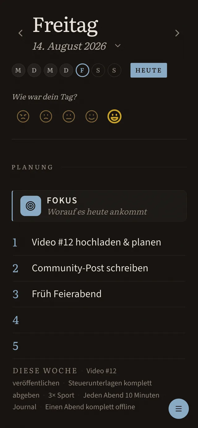 Tagesplanung auf dem Smartphone