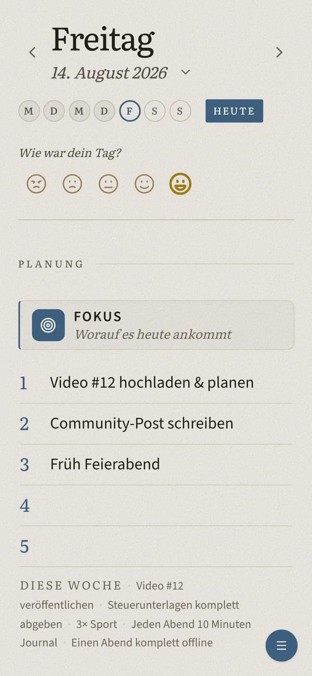 Tagesplanung auf dem Smartphone